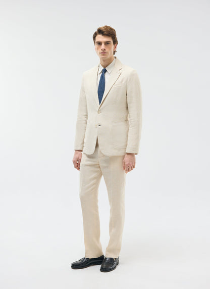 Pleated Tailored Trousers | Linen | Stone